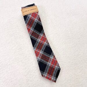 Land of Liberty Skinny Tie Necktie Red Blue Plaid Flannel Fabric Cotton NEW